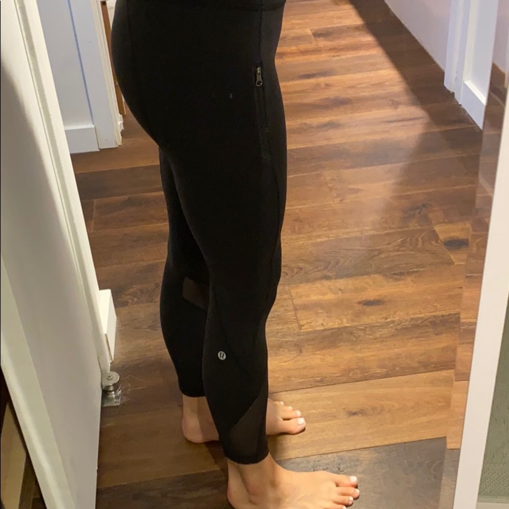 Lululemon Mesh Double Zipper Black Leggings